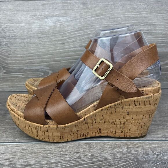 Kork-Ease Myrna 2.0 Women’s Sz 9M Brown Tan Leather Ankle Strap Wedge Sandals - Picture 3 of 12